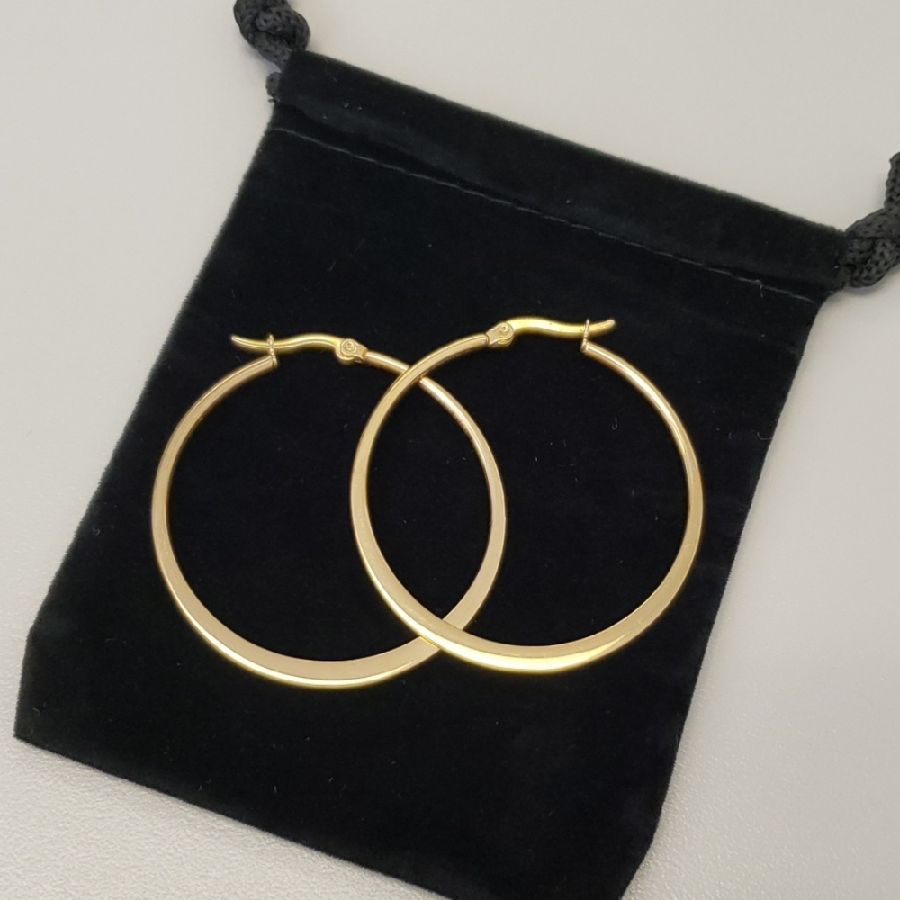 Yellow Gold Plated Stainless Steel Hoop Earrings